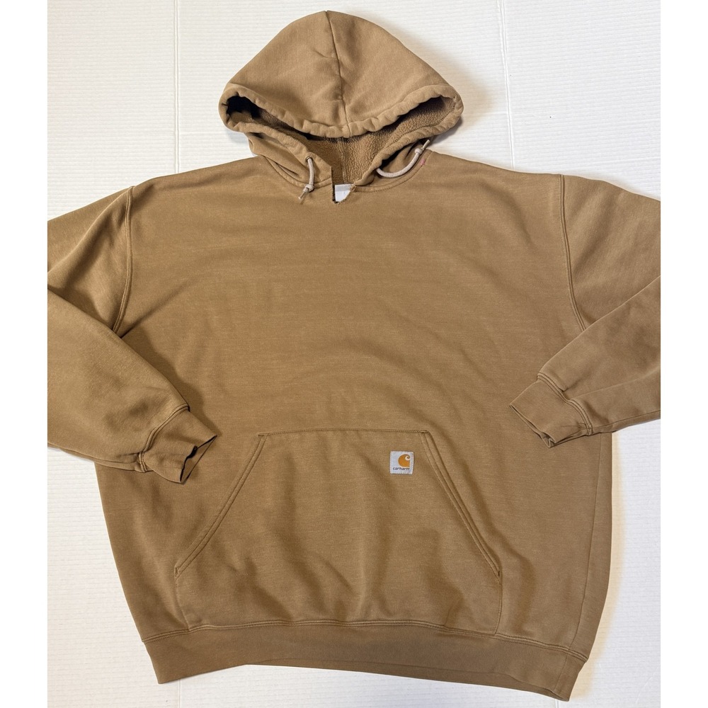 CARHARTT - Men's Hoodie - Brown Midweight K121 BBT Pullover Sweatshirt -Size 2XL